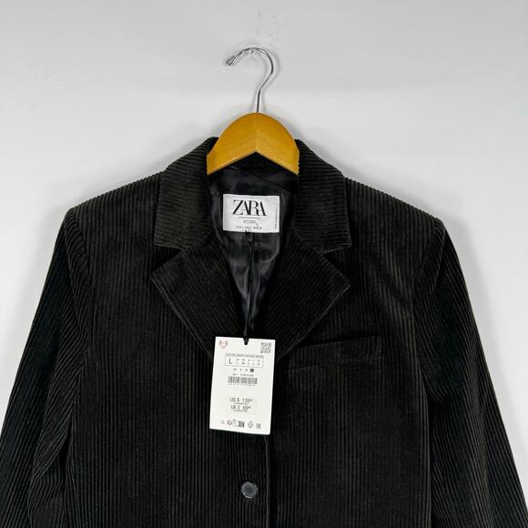 Zara Womens Limited Edition Courdoury Blazer Jacket Large Dark Olive Green - Picture 4 of 14